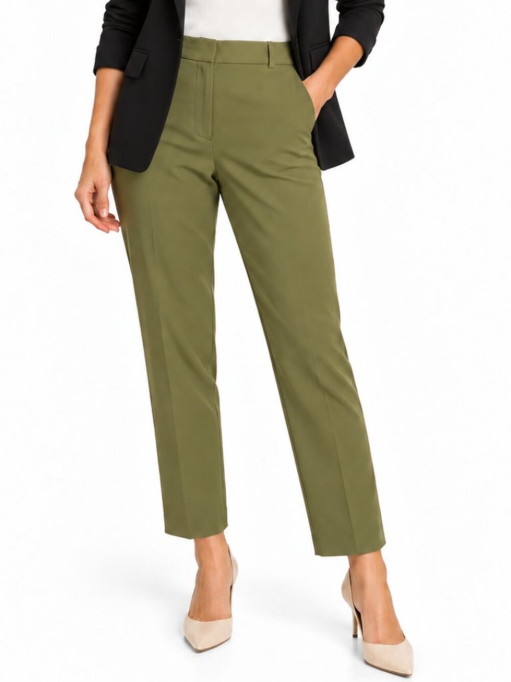 BABATON Command 29" Pants Trousers Fen Green Sz 4 Crepe Drape Academia Aritzia